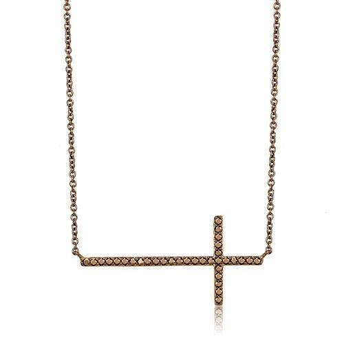 Alamode IP Coffee light Brass Chain Pendant with AAA Grade CZ in Light Coffee - Flyclothing LLC