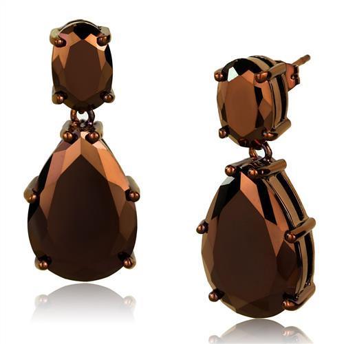 Alamode IP Coffee light Brass Earrings with AAA Grade CZ in Light Coffee - Alamode