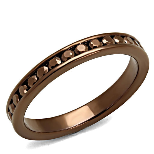 Alamode IP Coffee light Brass Ring with AAA Grade CZ in Brown - Flyclothing LLC