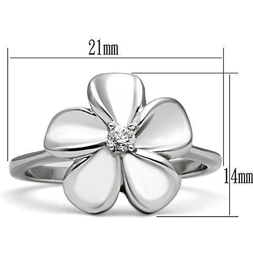 Alamode Rhodium Brass Ring with AAA Grade CZ in Clear - Flyclothing LLC