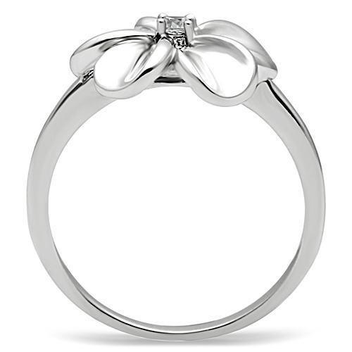 Alamode Rhodium Brass Ring with AAA Grade CZ in Clear - Flyclothing LLC