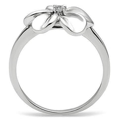 Alamode Rhodium Brass Ring with AAA Grade CZ in Clear - Flyclothing LLC