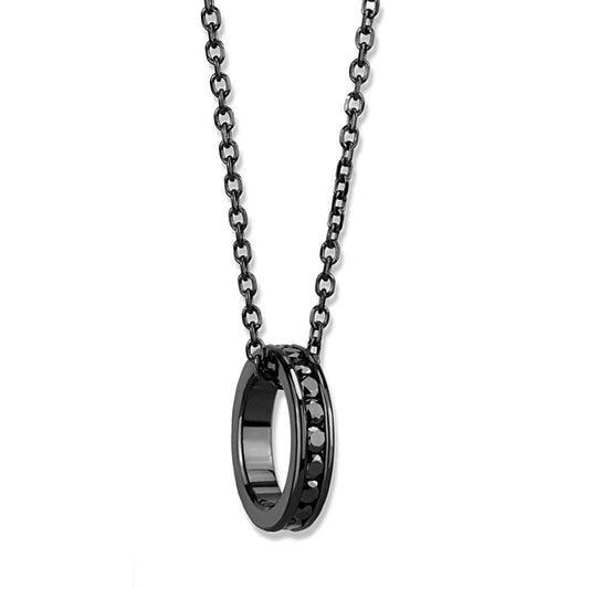 Alamode IP Light Black (IP Gun) Brass Chain Pendant with Top Grade Crystal in Light Gray - Flyclothing LLC