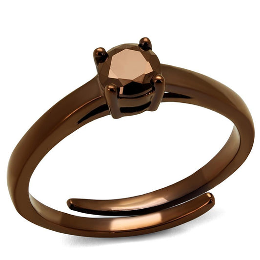 Alamode IP Coffee light Brass Ring with AAA Grade CZ in Light Coffee - Alamode