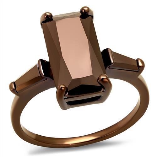 Alamode IP Coffee light Brass Ring with AAA Grade CZ in Light Coffee - Flyclothing LLC