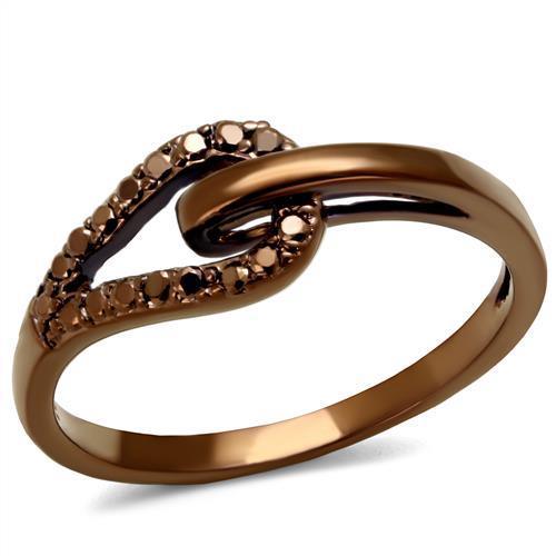 Alamode IP Coffee light Brass Ring with AAA Grade CZ in Light Coffee - Flyclothing LLC