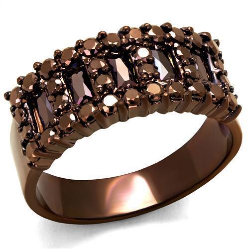 Alamode IP Coffee light Brass Ring with AAA Grade CZ in Light Coffee - Flyclothing LLC