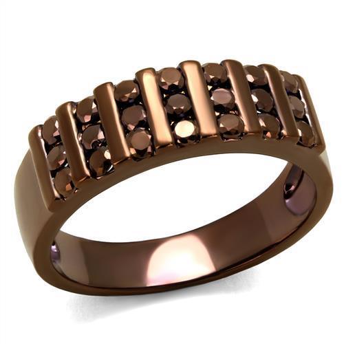 Alamode IP Coffee light Brass Ring with AAA Grade CZ in Light Coffee - Flyclothing LLC