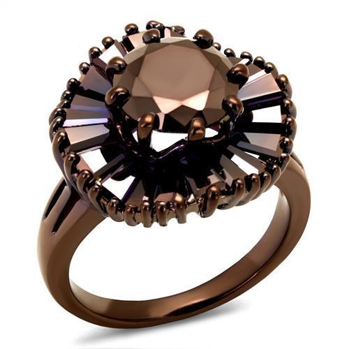 Alamode IP Coffee light Brass Ring with AAA Grade CZ in Light Coffee - Alamode