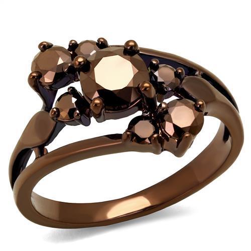 Alamode IP Coffee light Brass Ring with AAA Grade CZ in Light Coffee - Flyclothing LLC