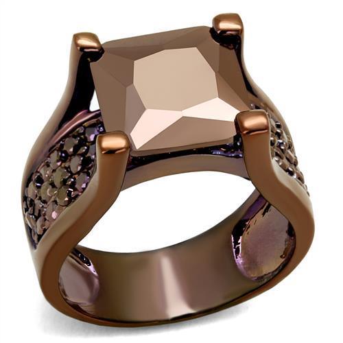 Alamode IP Coffee light Brass Ring with AAA Grade CZ in Light Coffee - Alamode