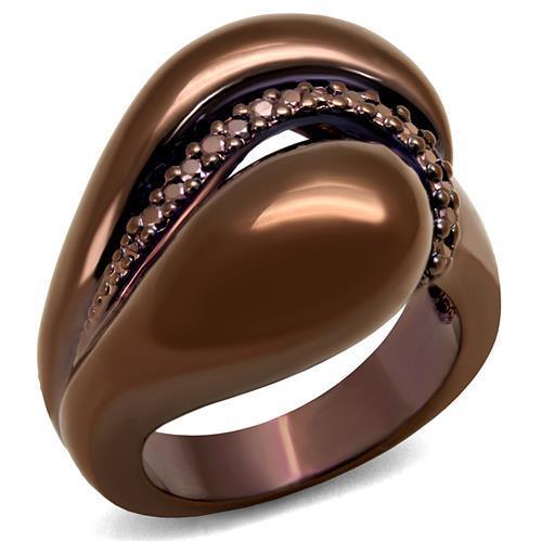 Alamode IP Coffee light Brass Ring with AAA Grade CZ in Light Coffee - Alamode