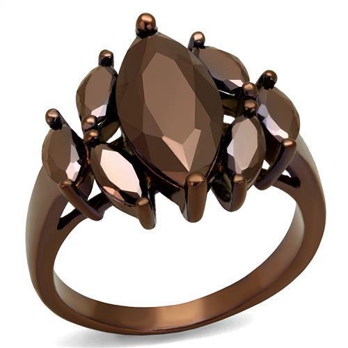 Alamode IP Coffee light Brass Ring with AAA Grade CZ in Light Coffee - Alamode