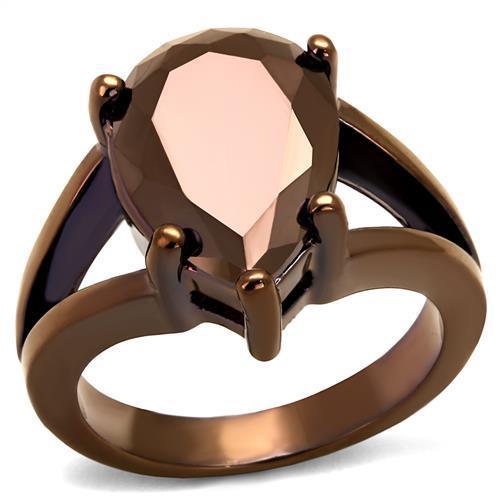 Alamode IP Coffee light Brass Ring with AAA Grade CZ in Light Coffee - Alamode