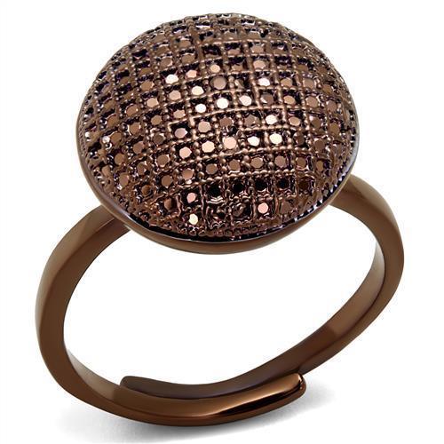 Alamode IP Coffee light Brass Ring with AAA Grade CZ in Light Coffee - Alamode