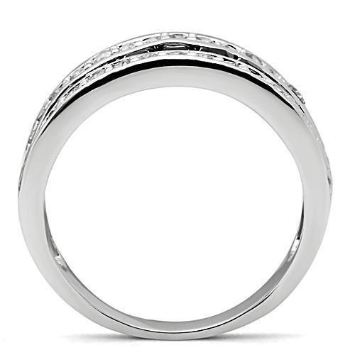 Alamode Rhodium Brass Ring with AAA Grade CZ in Jet - Flyclothing LLC