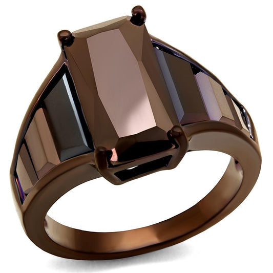 Alamode IP Coffee light Brass Ring with AAA Grade CZ in Light Coffee - Alamode