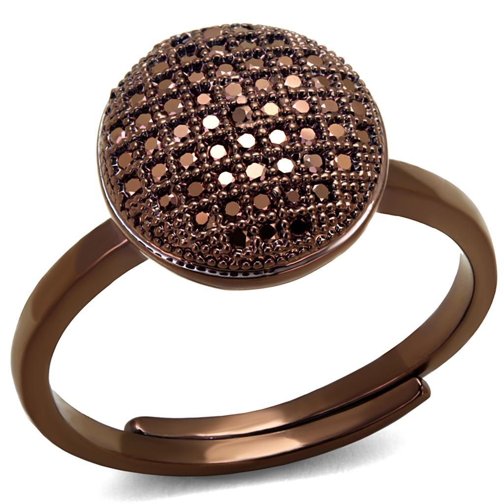 Alamode IP Coffee light Brass Ring with AAA Grade CZ in Light Coffee - Flyclothing LLC