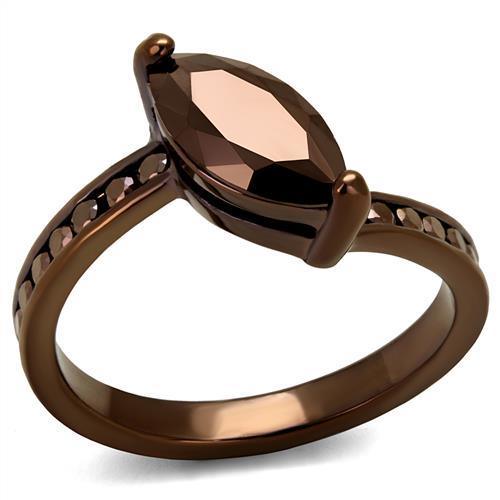 Alamode IP Coffee light Brass Ring with AAA Grade CZ in Light Coffee - Alamode