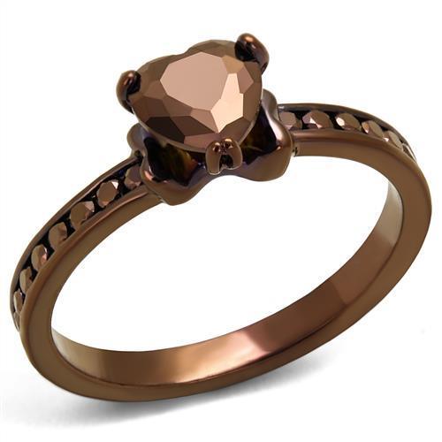 Alamode IP Coffee light Brass Ring with AAA Grade CZ in Light Coffee - Flyclothing LLC