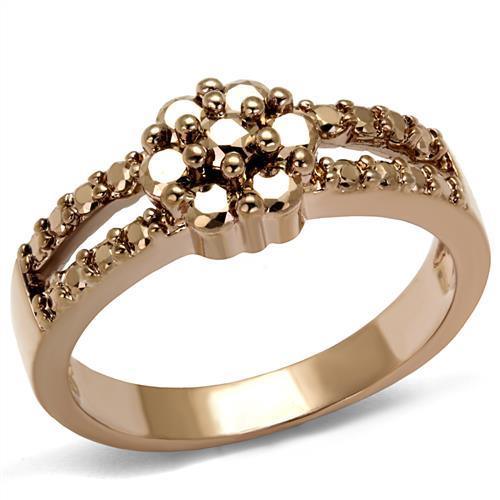 Alamode IP Rose Gold(Ion Plating) Brass Ring with AAA Grade CZ in Metallic Light Gold - Flyclothing LLC