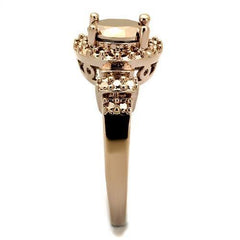 Alamode IP Rose Gold(Ion Plating) Brass Ring with AAA Grade CZ in Metallic Light Gold - Alamode