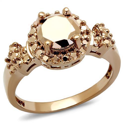 Alamode IP Rose Gold(Ion Plating) Brass Ring with AAA Grade CZ in Metallic Light Gold - Alamode