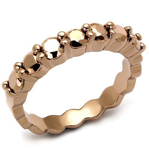 Alamode IP Rose Gold(Ion Plating) Brass Ring with AAA Grade CZ in Metallic Light Gold - Flyclothing LLC