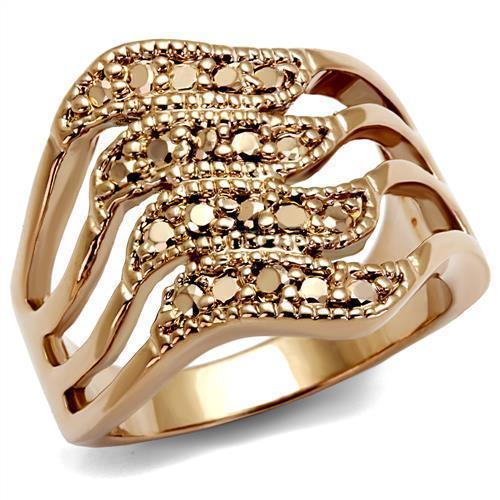 Alamode IP Rose Gold(Ion Plating) Brass Ring with AAA Grade CZ in Metallic Light Gold - Flyclothing LLC