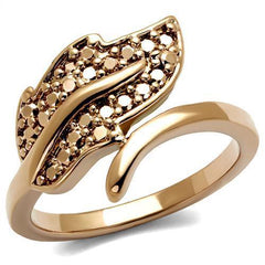 Alamode IP Rose Gold(Ion Plating) Brass Ring with AAA Grade CZ in Metallic Light Gold - Flyclothing LLC