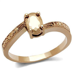 Alamode IP Rose Gold(Ion Plating) Brass Ring with AAA Grade CZ in Metallic Light Gold - Flyclothing LLC