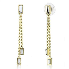 Alamode Gold Brass Earrings with Top Grade Crystal in Clear - Flyclothing LLC