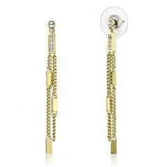 Alamode Gold Brass Earrings with Top Grade Crystal in Clear - Flyclothing LLC