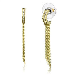 Alamode Gold Brass Earrings with Top Grade Crystal in Clear - Flyclothing LLC