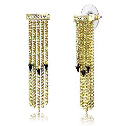 Alamode Gold+Ruthenium Brass Earrings with Top Grade Crystal in Clear - Flyclothing LLC