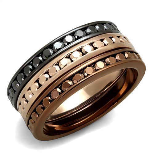 Alamode IP Rose Gold & IP Light Black & IP Light coffee Brass Ring with Top Grade Crystal in Multi Color - Flyclothing LLC