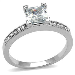 Alamode Rhodium Brass Ring with AAA Grade CZ in Clear - Flyclothing LLC