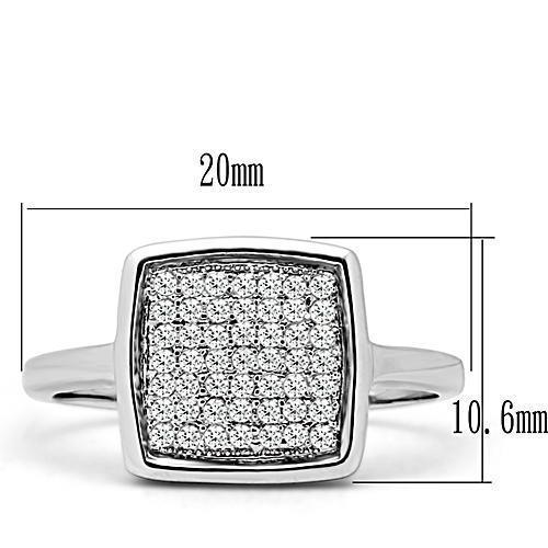 Alamode Rhodium Brass Ring with AAA Grade CZ in Clear - Flyclothing LLC