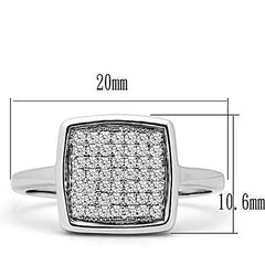 Alamode Rhodium Brass Ring with AAA Grade CZ in Clear - Flyclothing LLC