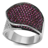 Alamode Rhodium + Ruthenium Brass Ring with AAA Grade CZ in Ruby - Flyclothing LLC