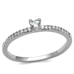 Alamode Rhodium Brass Ring with AAA Grade CZ in Clear - Flyclothing LLC