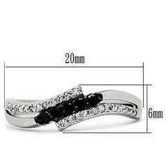 Alamode Rhodium + Ruthenium Brass Ring with AAA Grade CZ in Jet - Alamode