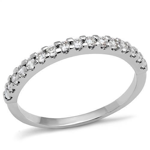 Alamode Rhodium Brass Ring with AAA Grade CZ in Clear - Flyclothing LLC