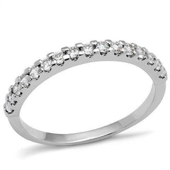 Alamode Rhodium Brass Ring with AAA Grade CZ in Clear - Flyclothing LLC