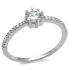 Alamode Rhodium Brass Ring with AAA Grade CZ in Clear - Flyclothing LLC