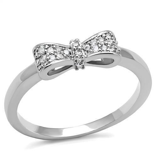 Alamode Rhodium Brass Ring with AAA Grade CZ in Clear - Flyclothing LLC