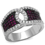 Alamode Rhodium + Ruthenium Brass Ring with AAA Grade CZ in Ruby - Flyclothing LLC