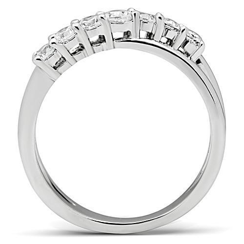 Alamode Rhodium Brass Ring with AAA Grade CZ in Clear - Flyclothing LLC