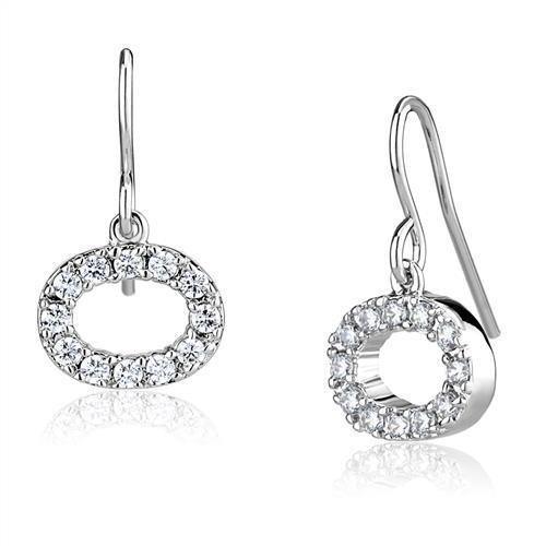 Alamode Rhodium Brass Earrings with AAA Grade CZ in Clear - Flyclothing LLC