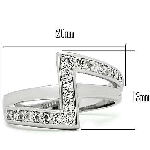 Alamode Rhodium Brass Ring with AAA Grade CZ in Clear - Flyclothing LLC